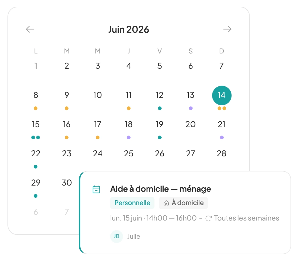 Illustration des rendez-vous dans l'application Darni