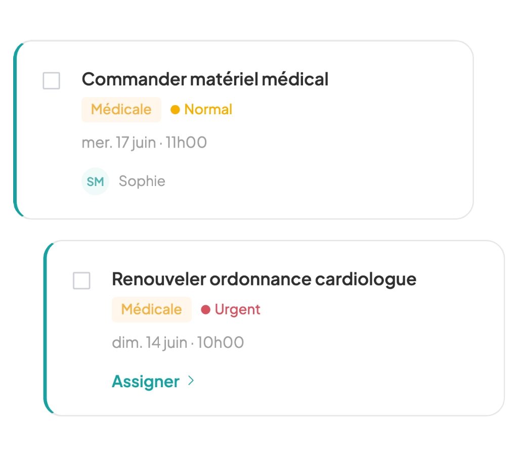 Illustration des tâches dans l'application Darni